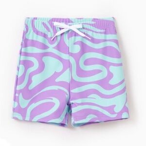 Patpat Men Trendy Purple & Blue Wave Print Swim Trunks, Size M